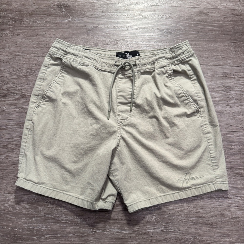 Hollister Jogger Shorts Mens Medium Khaki Green Cotton Epic Flex 7 Inseam Casual